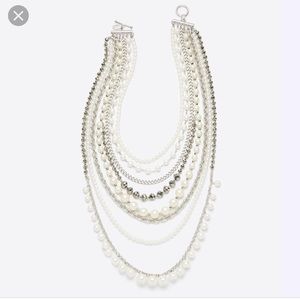 Ann Taylor Pearlized Crystal Statement Necklace